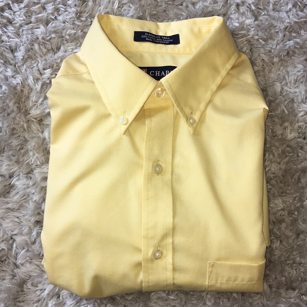 Mens yellow CHAPS button down dress shirt